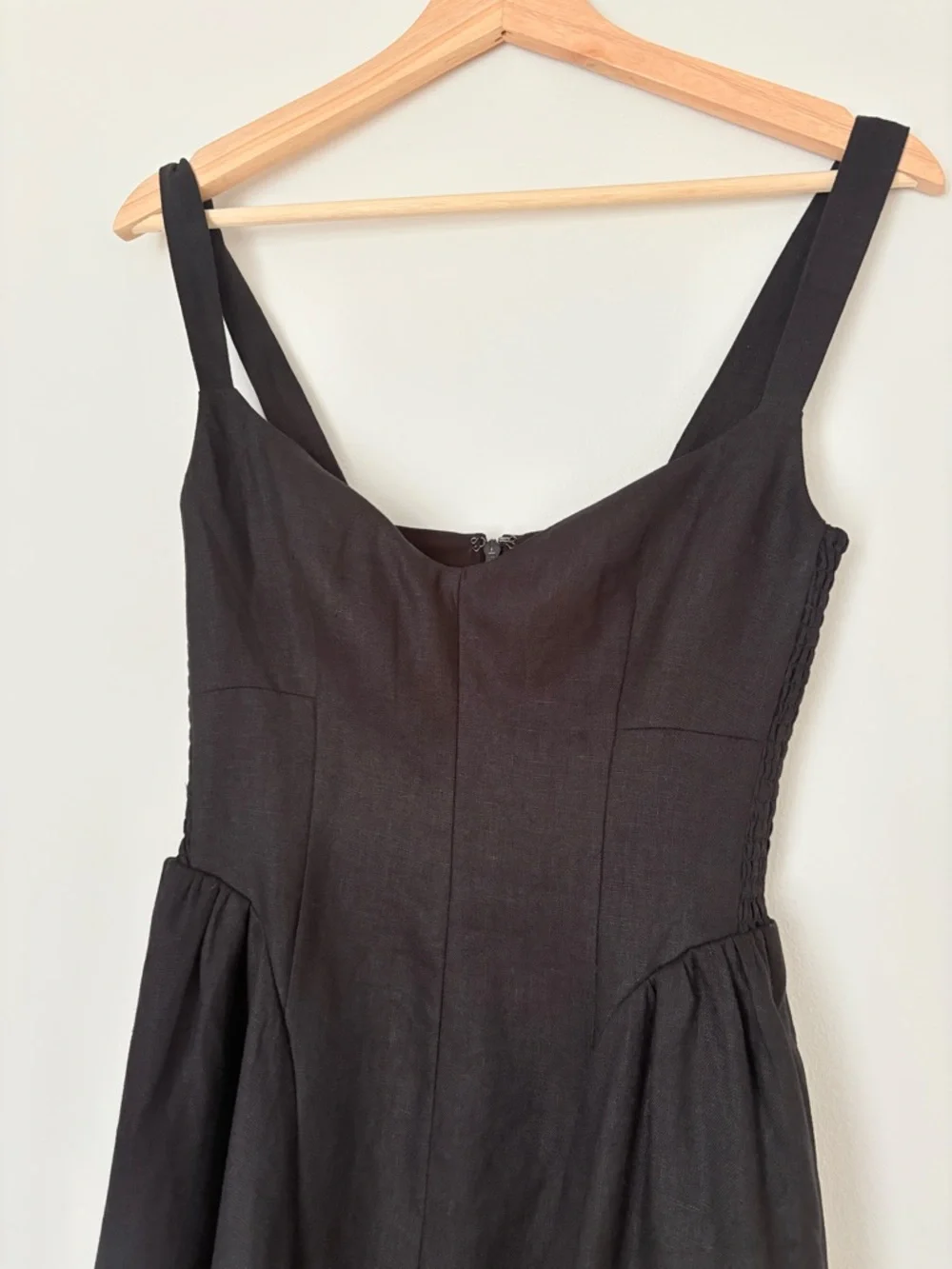 NEW Reformation Birdie Linen Sleeveless Midi Dress Black US 0 UK 4 - Picture 7 of 14